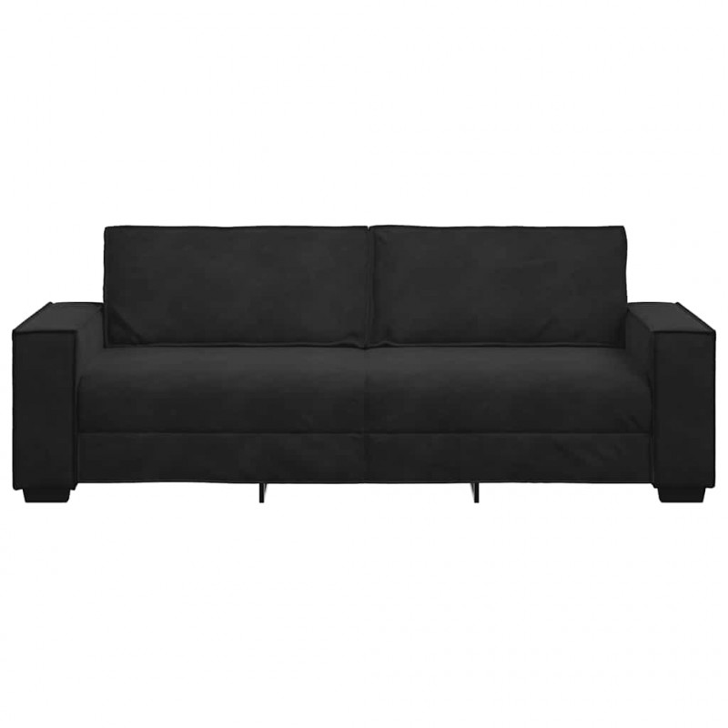 Sofa 3-osobowa, czarny, 220x78x84 cm, tapicerowana aksamitem