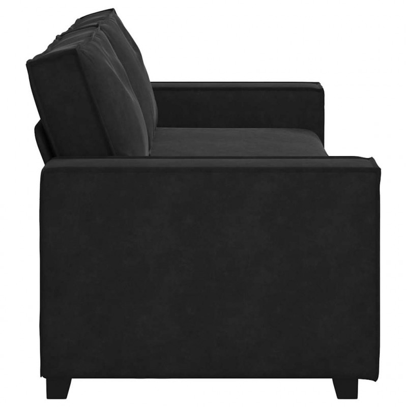 Sofa 3-osobowa, czarny, 220x78x84 cm, tapicerowana aksamitem