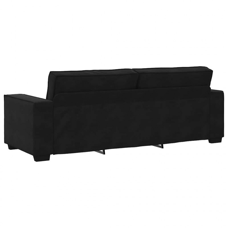 Sofa 3-osobowa, czarny, 220x78x84 cm, tapicerowana aksamitem