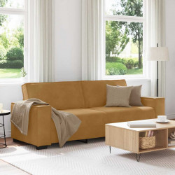 Sofa 3-osobowa, brązowa, 220x78x84 cm, tapicerowana aksamitem