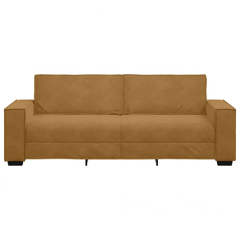 Sofa 3-osobowa, brązowa, 220x78x84 cm, tapicerowana aksamitem