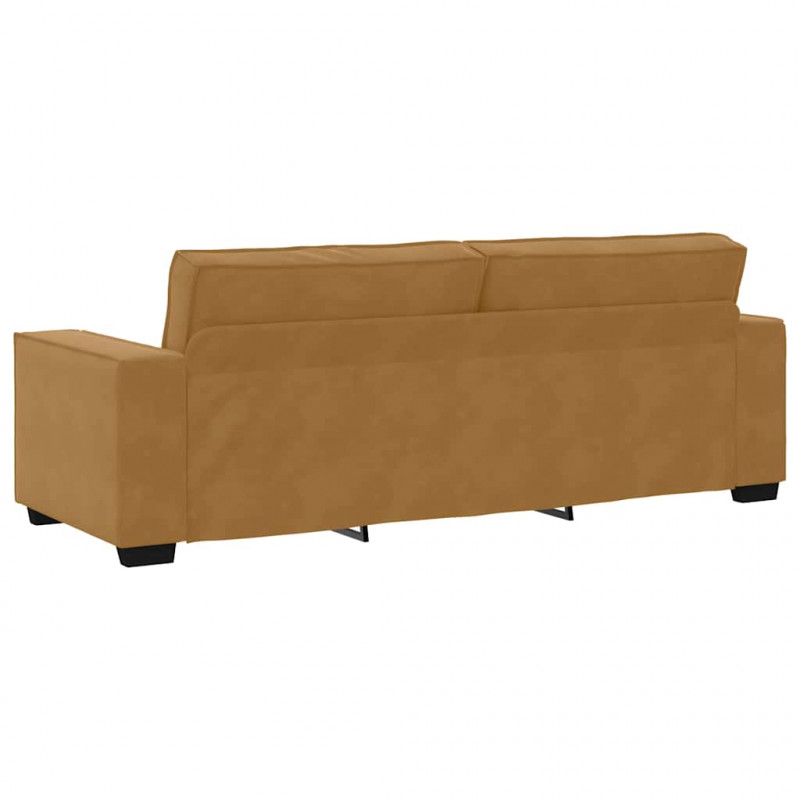 Sofa 3-osobowa, brązowa, 220x78x84 cm, tapicerowana aksamitem