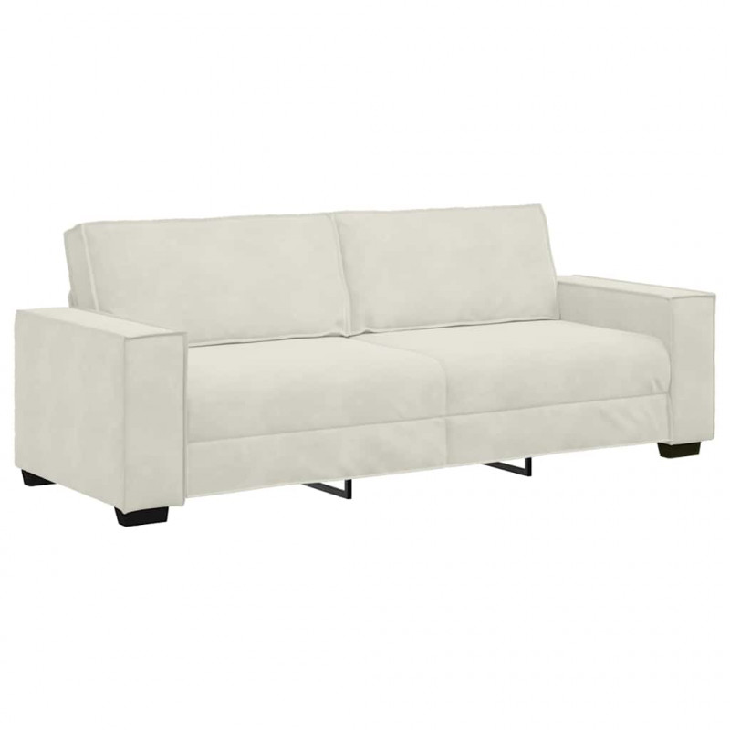 Sofa 3-osobowa, kremowy, 220x78x84 cm, tapicerowana aksamitem