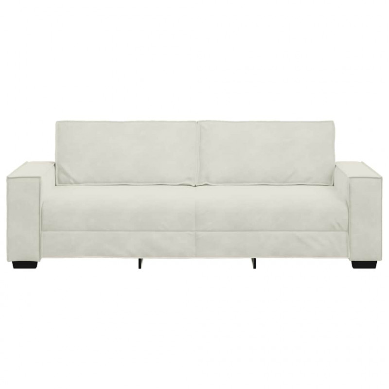 Sofa 3-osobowa, kremowy, 220x78x84 cm, tapicerowana aksamitem