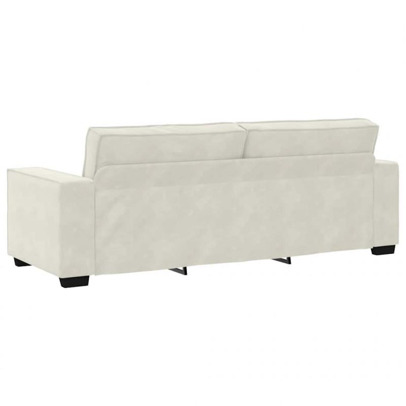 Sofa 3-osobowa, kremowy, 220x78x84 cm, tapicerowana aksamitem