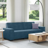Sofa 3-osobowa, niebieski, 220x78x84 cm, tapicerowana aksamitem