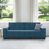 Sofa 3-osobowa, niebieski, 220x78x84 cm, tapicerowana aksamitem