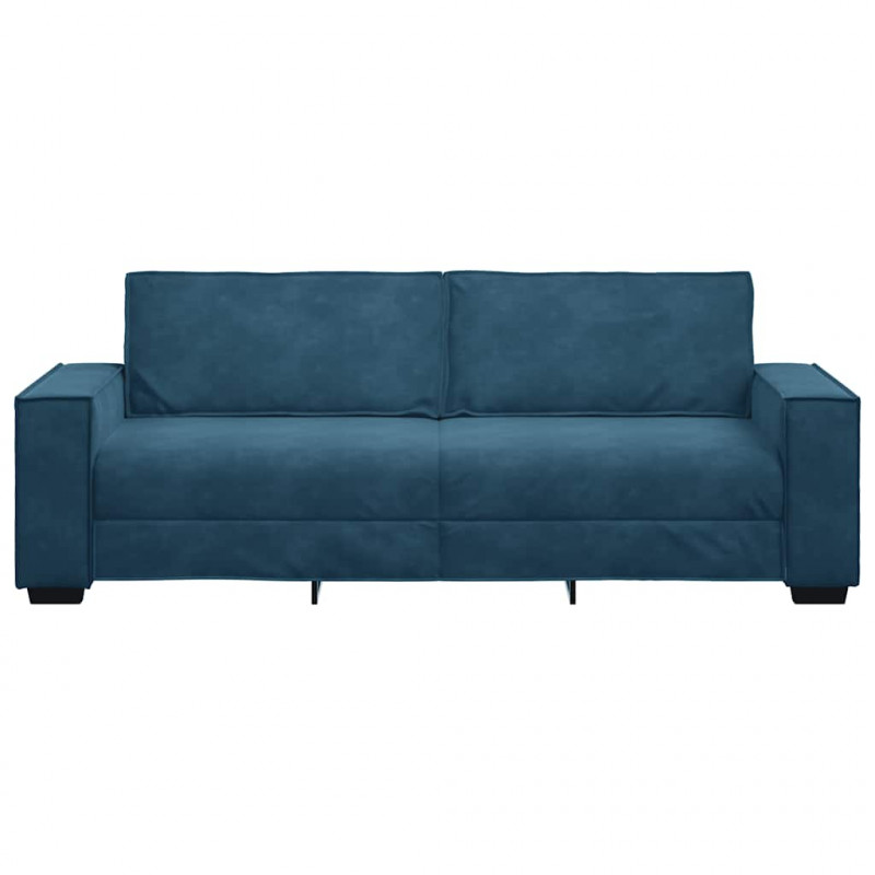 Sofa 3-osobowa, niebieski, 220x78x84 cm, tapicerowana aksamitem