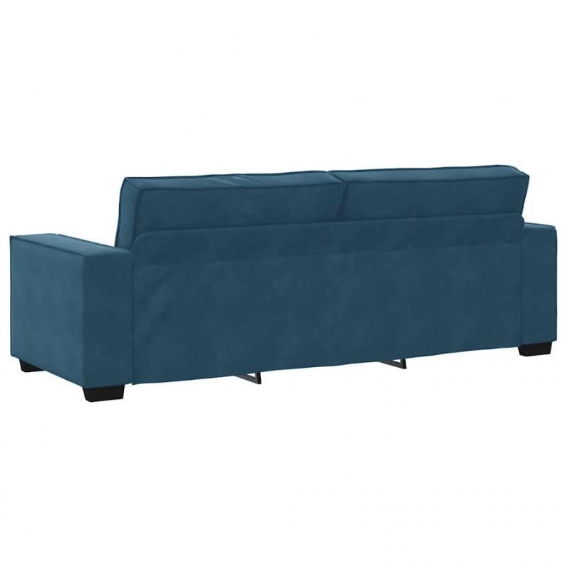 Sofa 3-osobowa, niebieski, 220x78x84 cm, tapicerowana aksamitem
