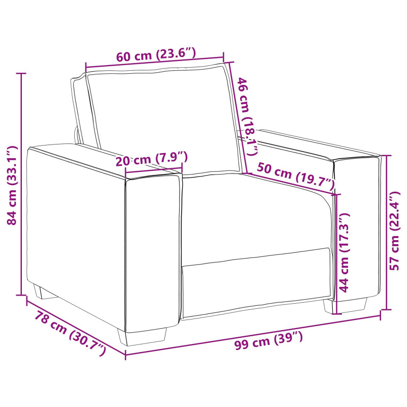 Sofa Kremowy 100 x 80 x 84 cm tkanina