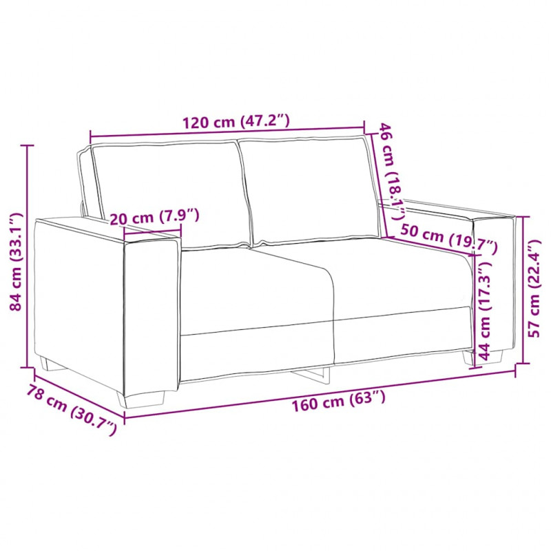 Sofa Cappuccino 160 x 80 x 84 cm tkanina