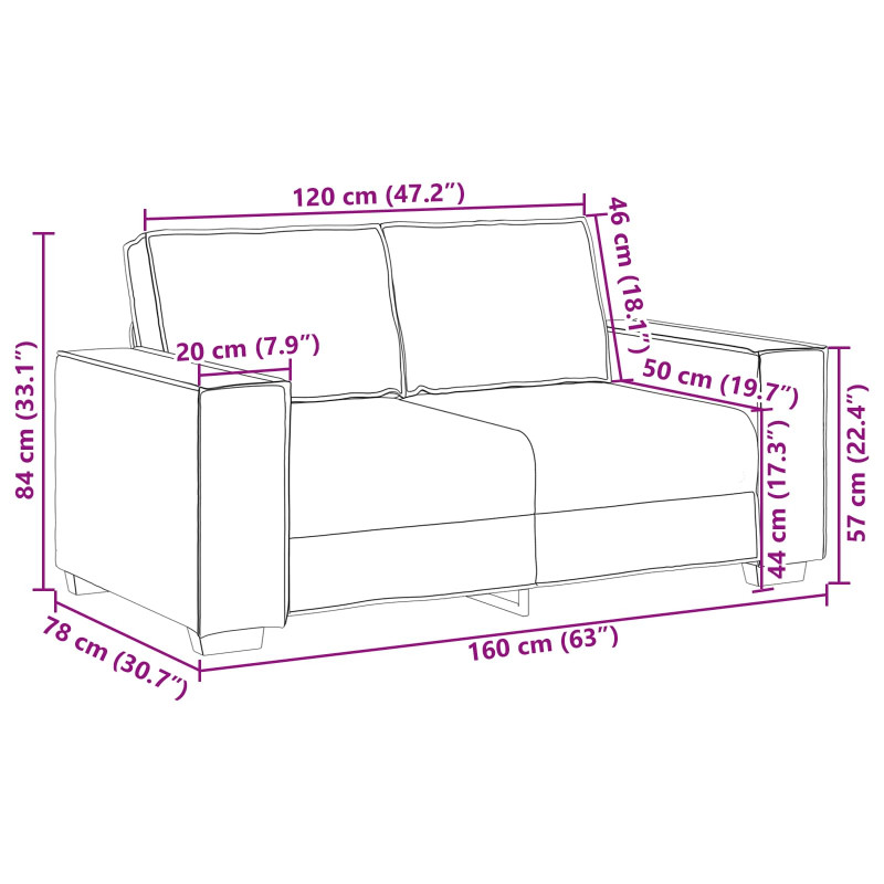 Sofa Biały 160 x 80 x 84 cm tkanina
