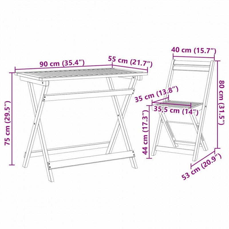 Zestaw bistro 5 pcs Olej Naturalny Lite Drewno Akacji