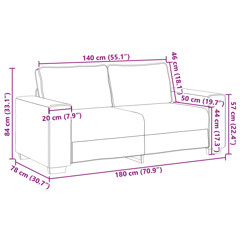 Sofa Kremowy 180 x 80 x 84 cm tkanina