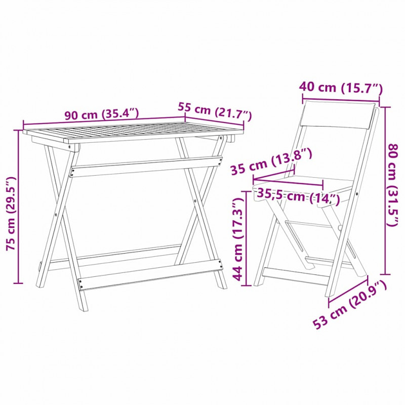 Zestaw bistro 5 pcs Olej Naturalny Lite Drewno Akacji