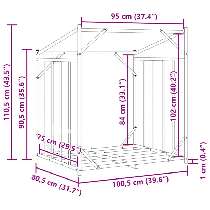 Stojak na drewno opałowe z drutem stalowym, 100,5x80,5x110,5 cm