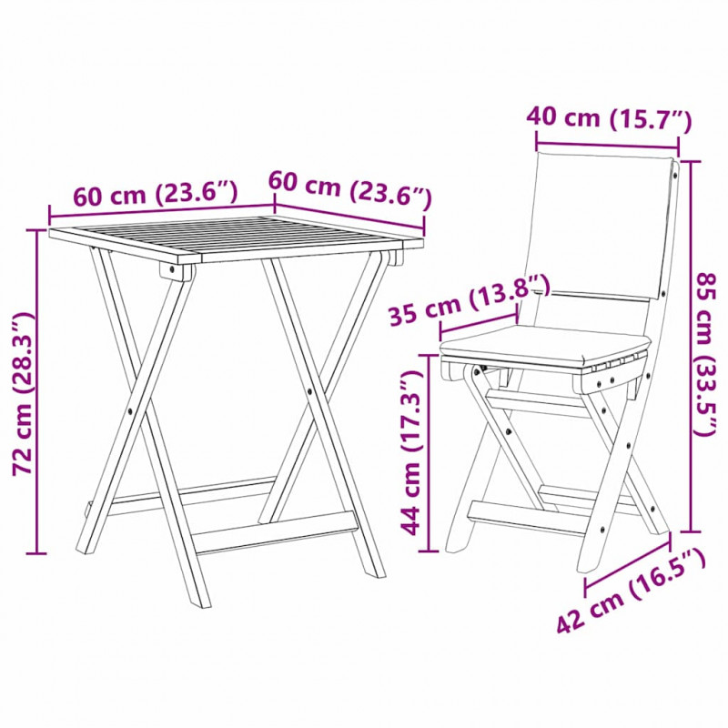Zestaw bistro 3 pcs Olej Naturalny Lite Drewno Akacji