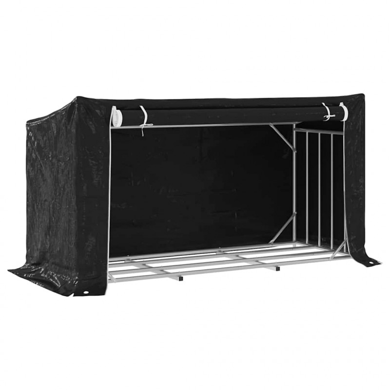 Stojak na drewno opałowe z drutem stalowym, 200,5x80,5x110,5 cm