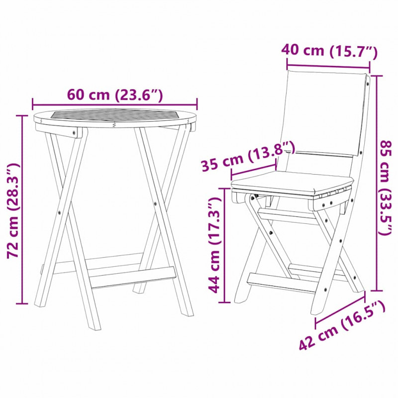 Zestaw bistro 3 pcs Olej Naturalny Lite Drewno Akacji