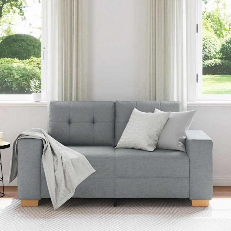 Sofa dwuosobowa, jasnoszara, 160x77x82 cm, tkanina