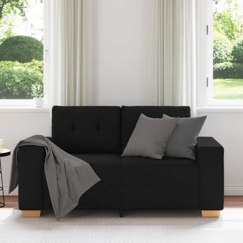 Sofa dwuosobowa, czarna, 160x77x82 cm, tkanina