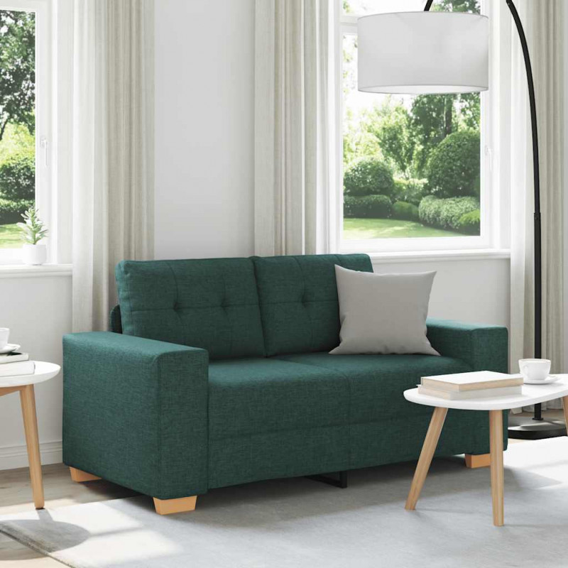 Sofa dwuosobowa, ciemnozielona, 160x77x82 cm, tkanina