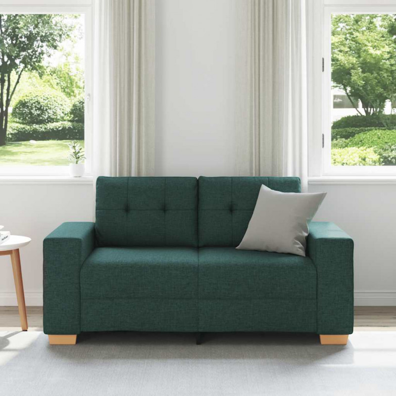 Sofa dwuosobowa, ciemnozielona, 160x77x82 cm, tkanina