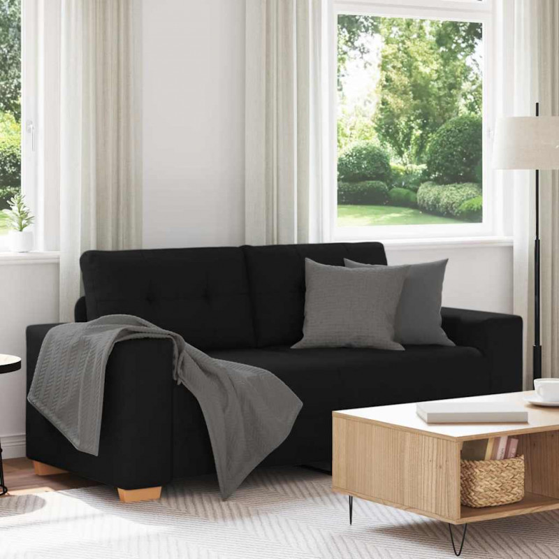 Sofa dwuosobowa, czarna, 180x77x82 cm, tkanina