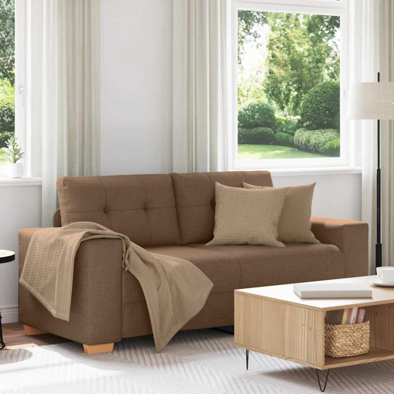 Sofa dwuosobowa, brązowa, 180x77x82 cm, tkanina
