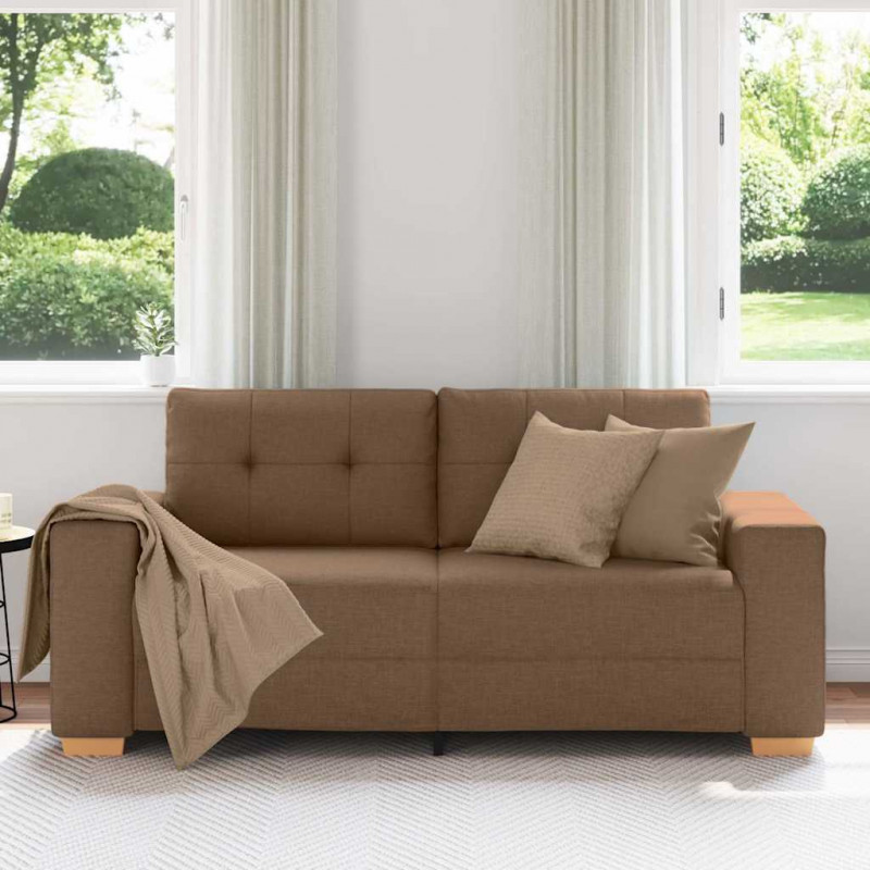 Sofa dwuosobowa, brązowa, 180x77x82 cm, tkanina