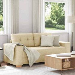 Sofa dwuosobowa, kremowa, 180x77x82 cm, tkanina