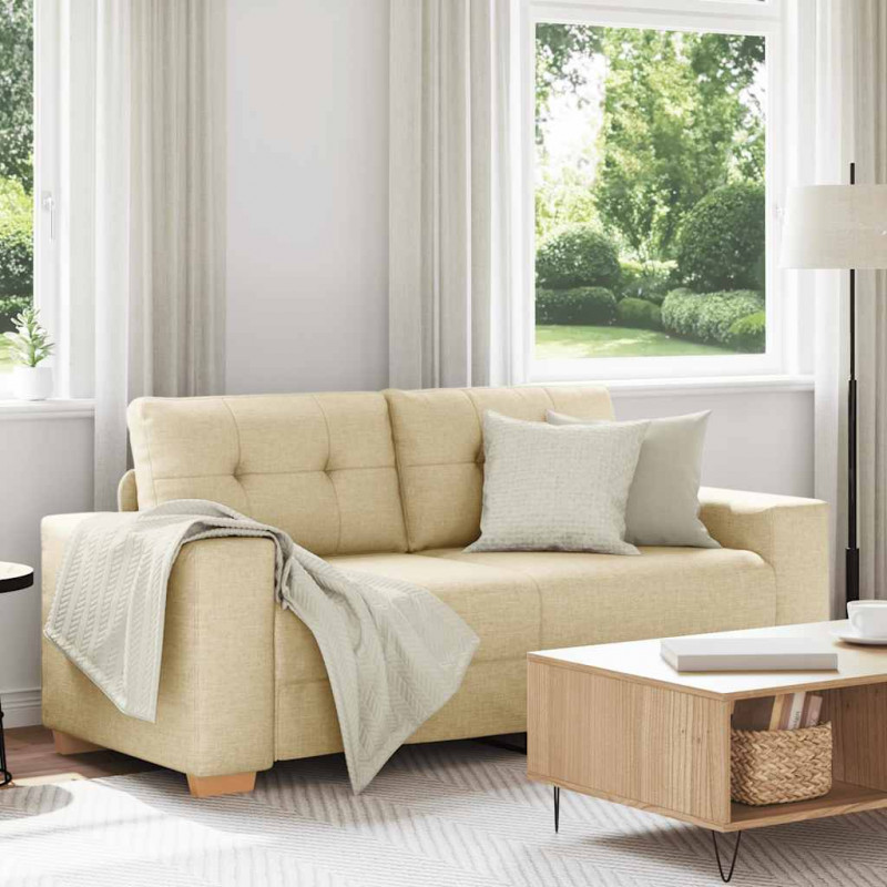 Sofa dwuosobowa, kremowa, 180x77x82 cm, tkanina