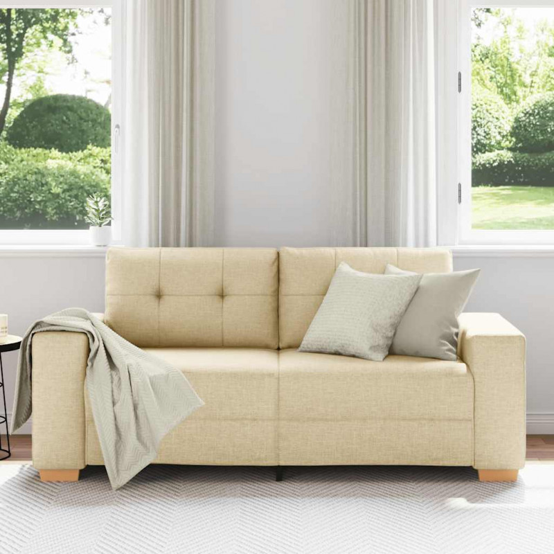 Sofa dwuosobowa, kremowa, 180x77x82 cm, tkanina