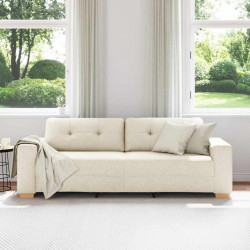 Sofa Beżowy 221 x 80 x 80 cm Tkanina lniana