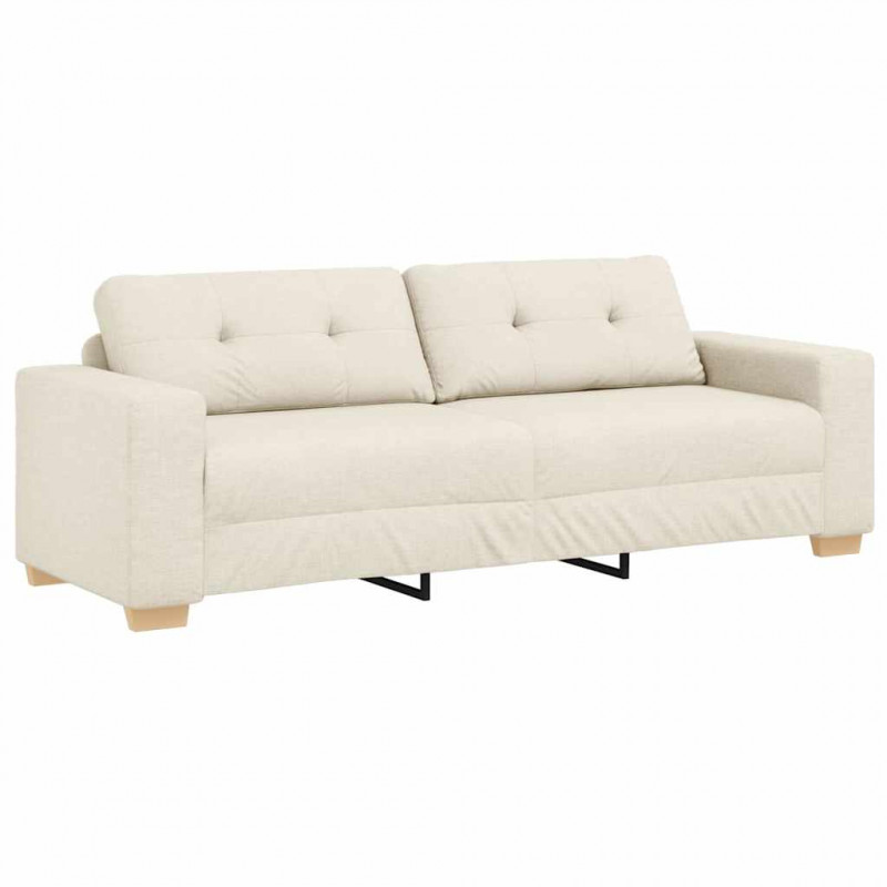 Sofa Beżowy 221 x 80 x 80 cm Tkanina lniana
