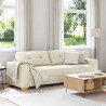 Sofa Beżowy 221 x 80 x 80 cm Tkanina lniana