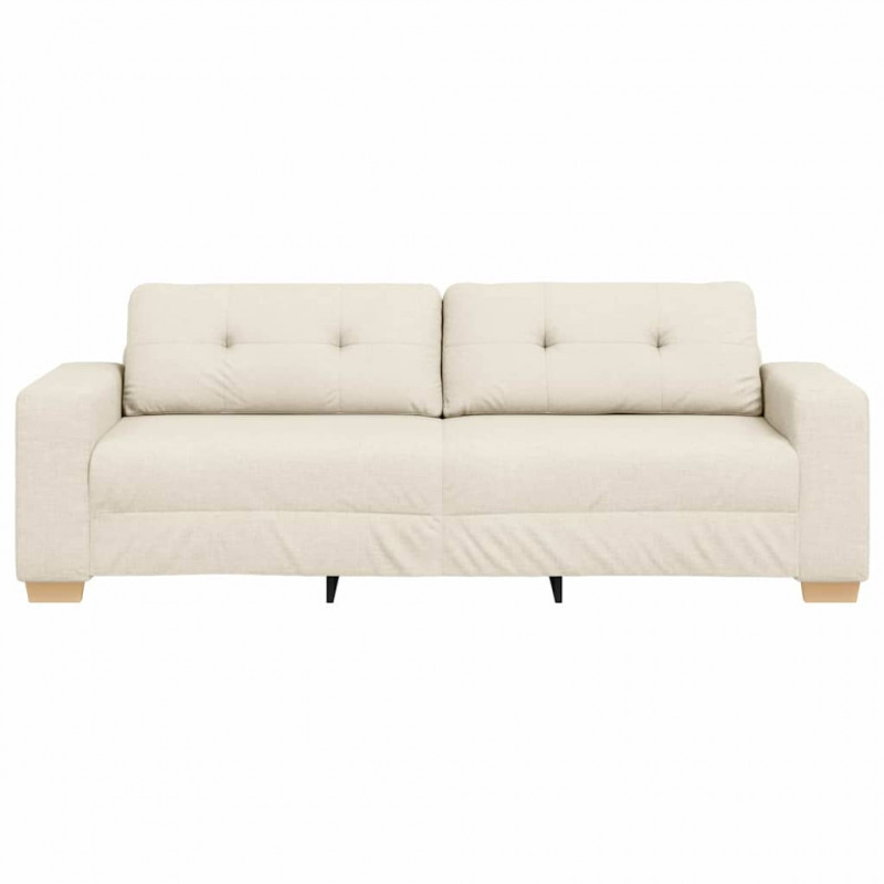 Sofa Beżowy 221 x 80 x 80 cm Tkanina lniana