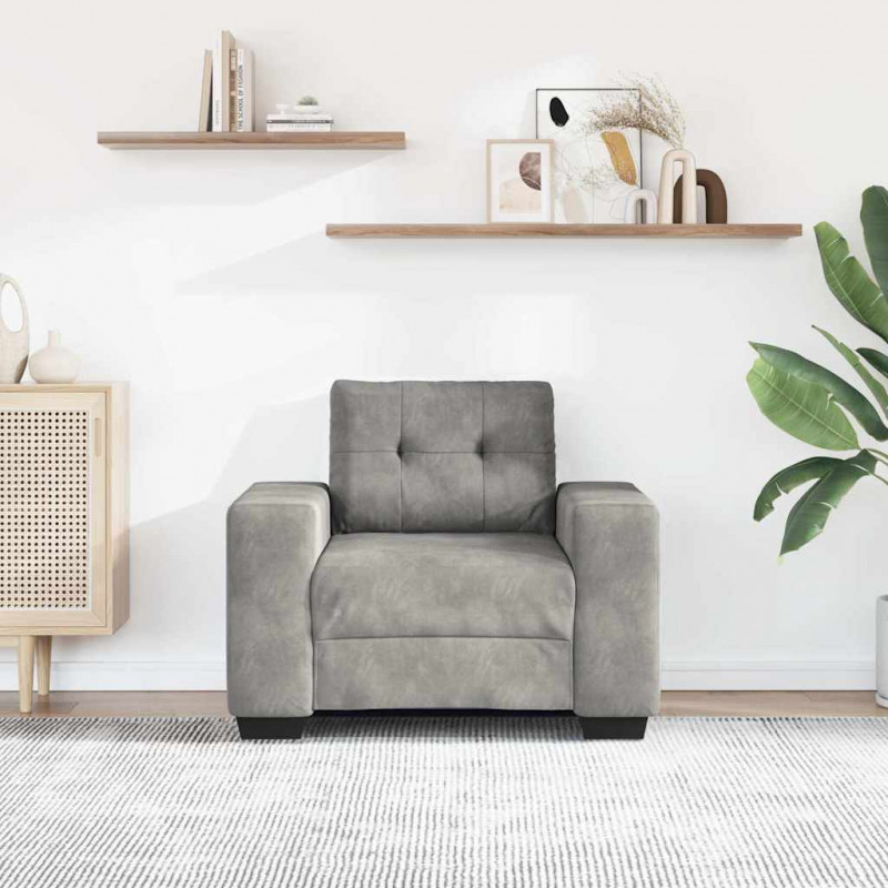 Sofa Fotel Jasnoszary 100x78x80 cm Aksamit