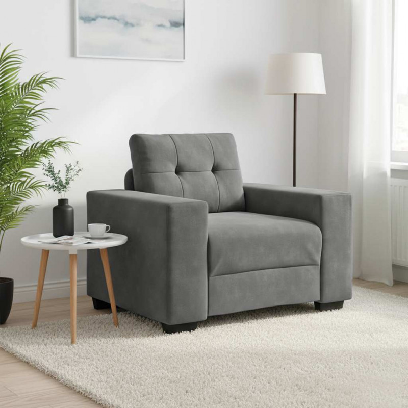 Sofa Fotel Ciemnoszary 100x78x80 cm Aksamit
