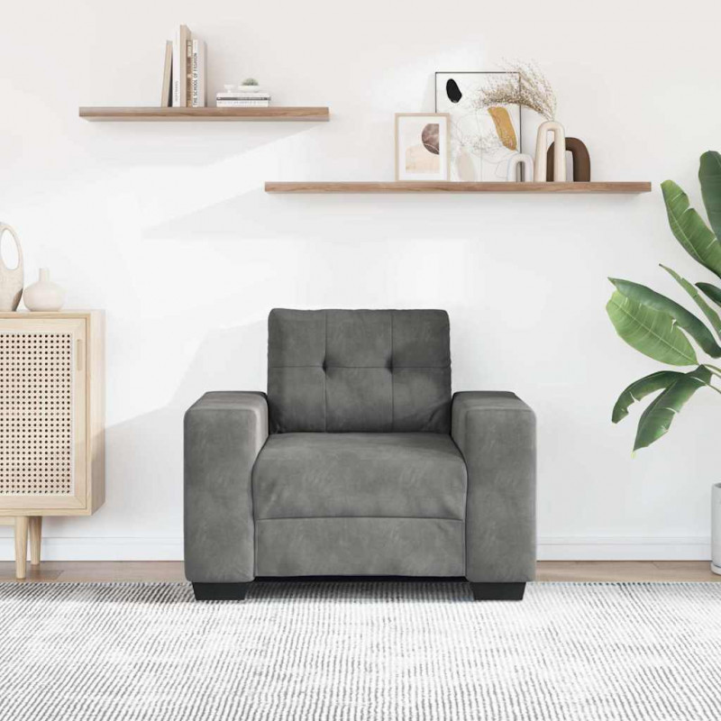 Sofa Fotel Ciemnoszary 100x78x80 cm Aksamit
