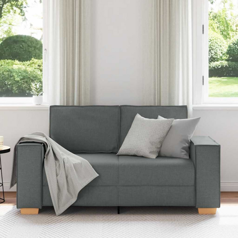 Sofa 2-osobowa Ciemnoszara 160x78x84 cm Tkanina