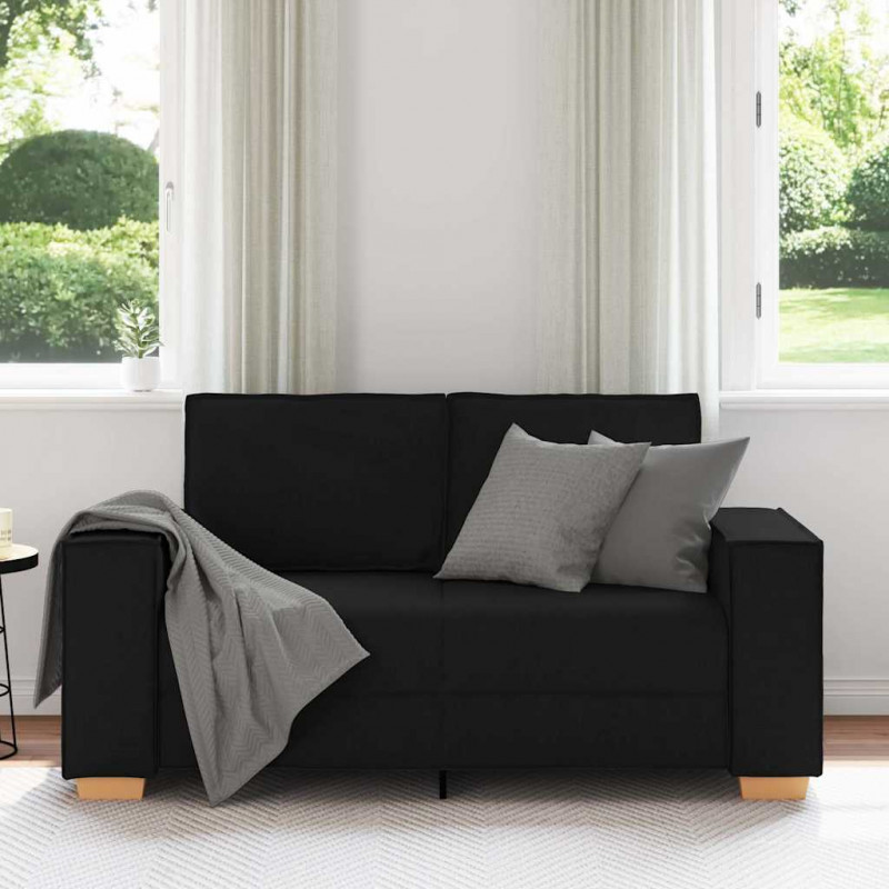 Sofa 2-osobowa Czarna 160x78x84 cm Tkanina