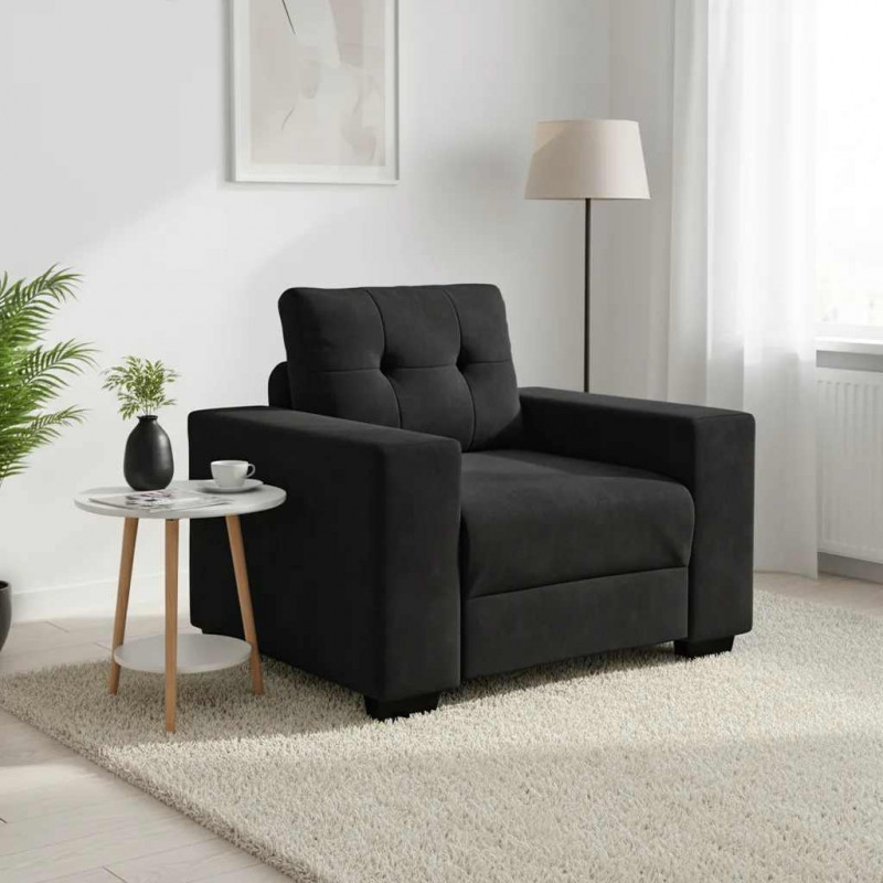 Sofa Fotel Czarny 100x78x80 cm Aksamit