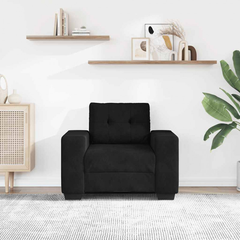 Sofa Fotel Czarny 100x78x80 cm Aksamit