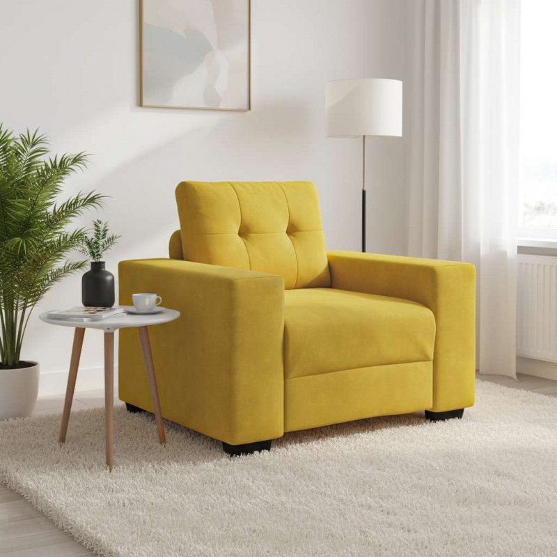 Sofa Fotel Żółty 100x78x80 cm Aksamit