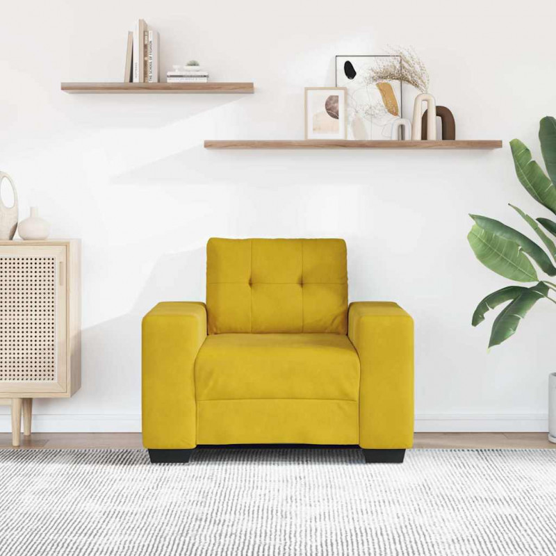 Sofa Fotel Żółty 100x78x80 cm Aksamit