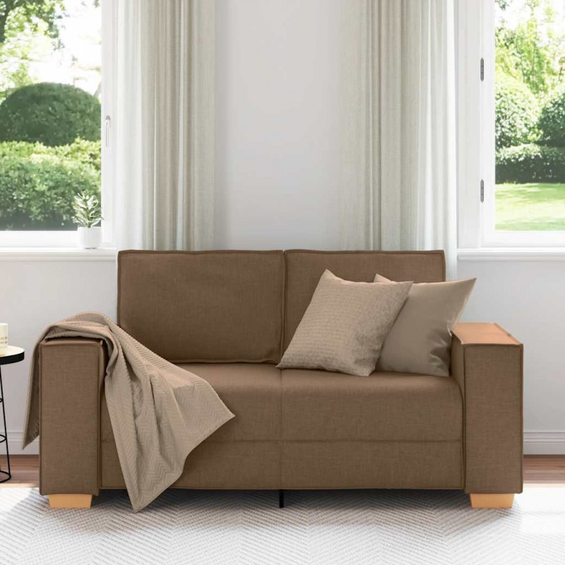 Sofa 2-osobowa brązowa 160x78x84 cm tkanina