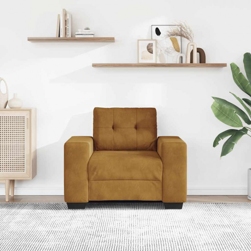 Sofa Fotel Brązowy 100x78x80 cm Aksamit