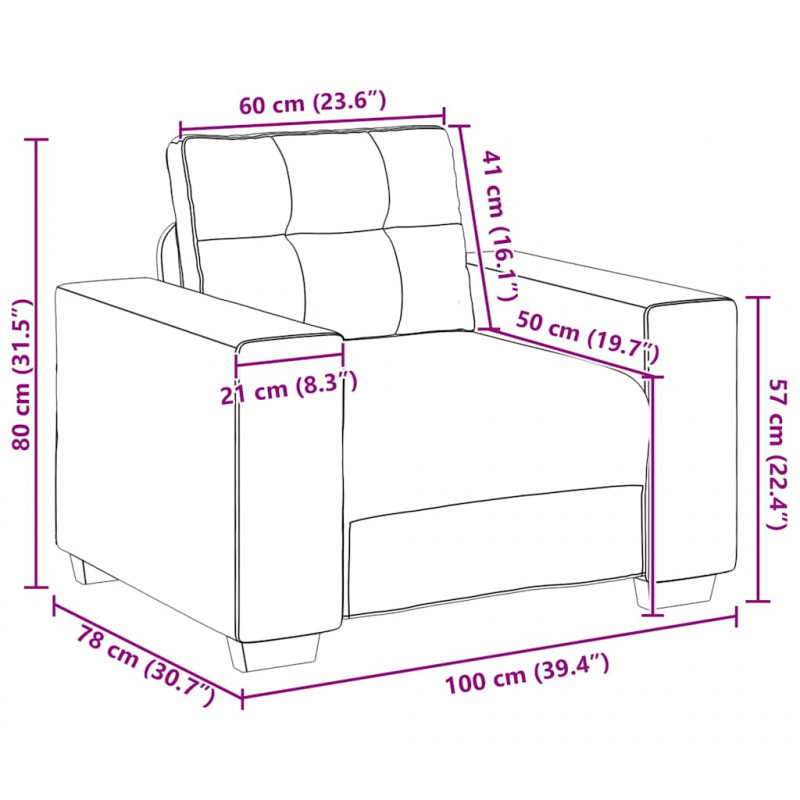 Sofa Fotel Niebieski 100x78x80 cm Aksamit
