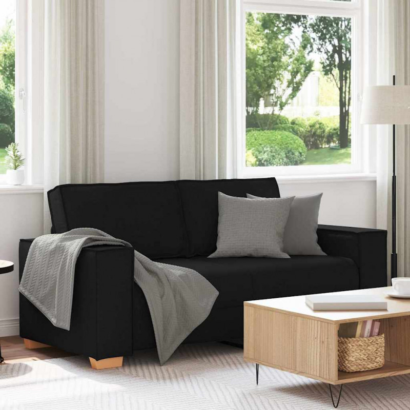 Sofa 2-osobowa Czarna 180x78x84 cm Tkanina